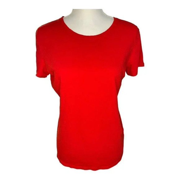 Victoria’s Secret Pink Women’s‎ Medium Red V-Neck Short Sleeved Tee - Picture 1 of 4